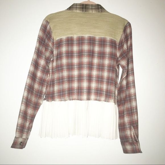 Gimmicks by BKE Mixed Media Plaid Shirt Small S - Picture 5 of 8